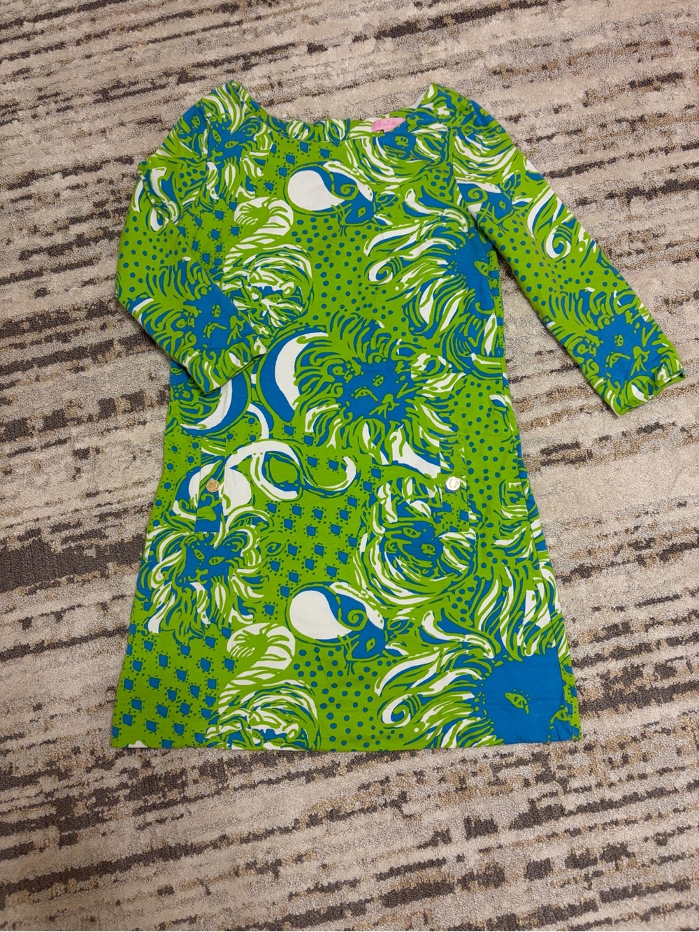 Lily Pulitzer | Women’s Green & Blue Printed Long Sleeve Dress size M